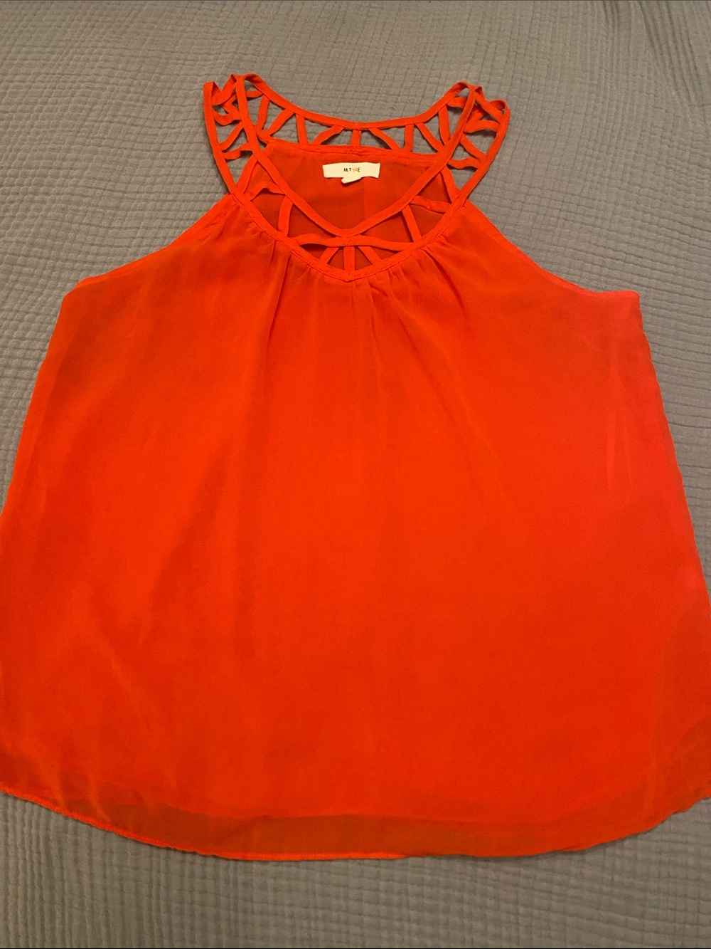 mine Bright Orange Cutout Halter Camisole